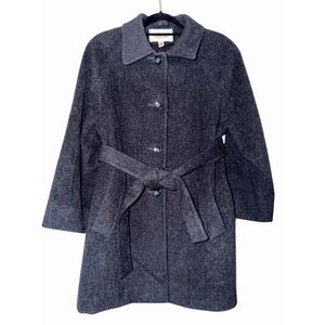 Talbots Women's Charcoal Gray Wool Blend Belted Coat Size 8